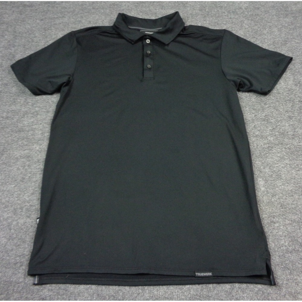 TRUEWERK Polo Shirt Mens S Black EDO Performance Workwear Stretch Tech S/S EUC